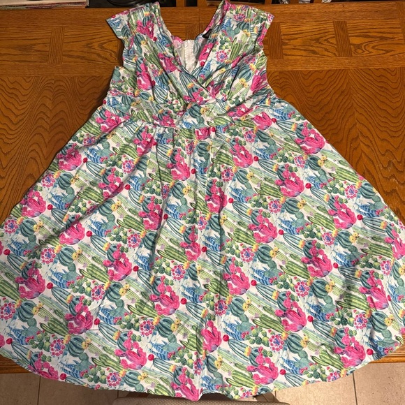 Retrolicious 50's Style Swing Dress in Multi-Color Cactus Print Sz 1X Pin-up - Picture 4 of 16